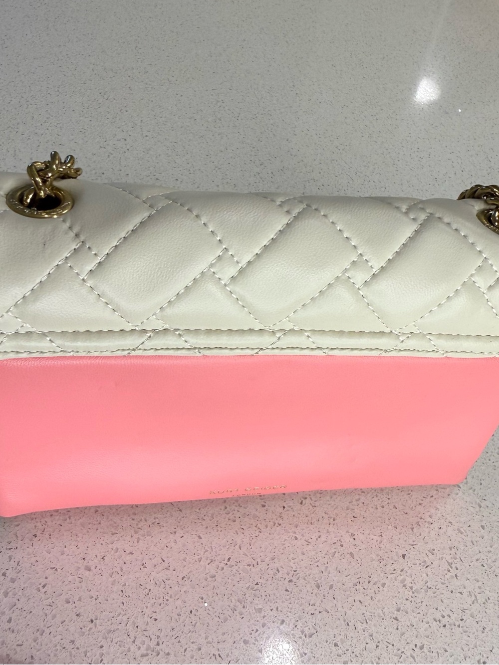 Kurt Geiger White and Pink Quilted Crossbody with Gold Chain - Picture 3 of 7